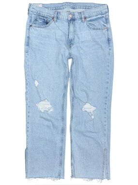 GAP Jeans 90s Loose Mid Rise Distressed Light Blue Wash Split Hem 30 / 10 Petite